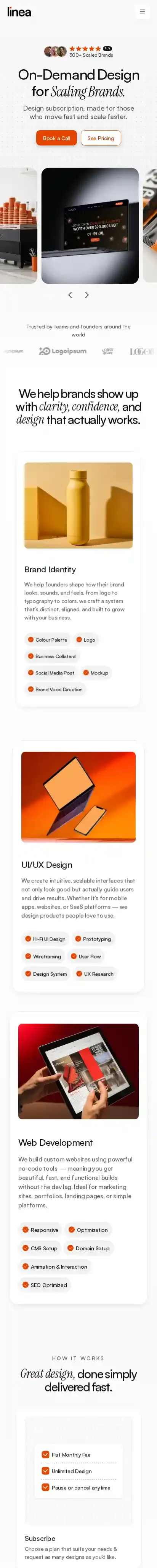 LineaDS home page on mobile