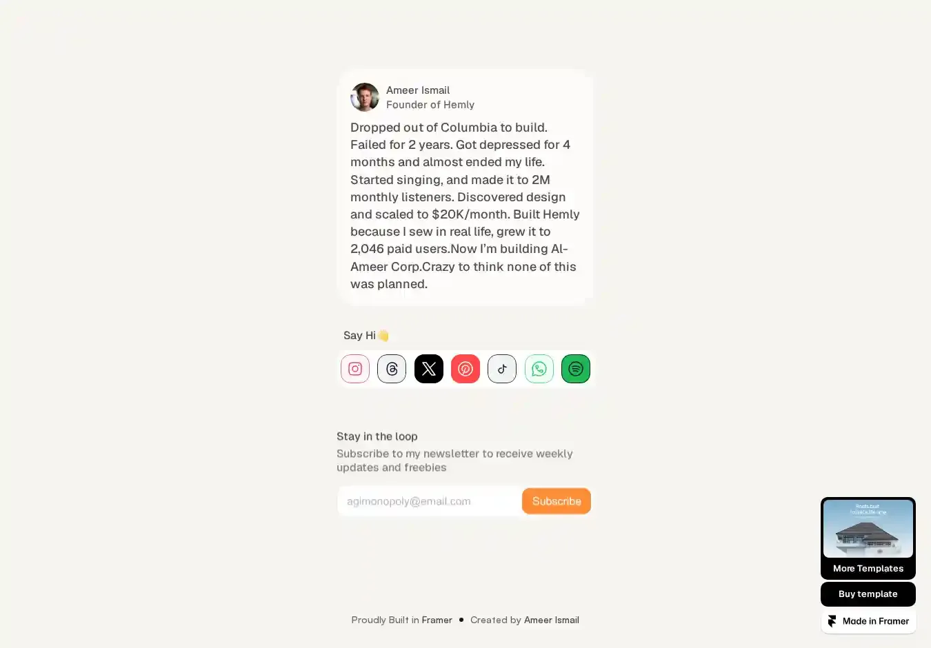 linkfolio home page on desktop