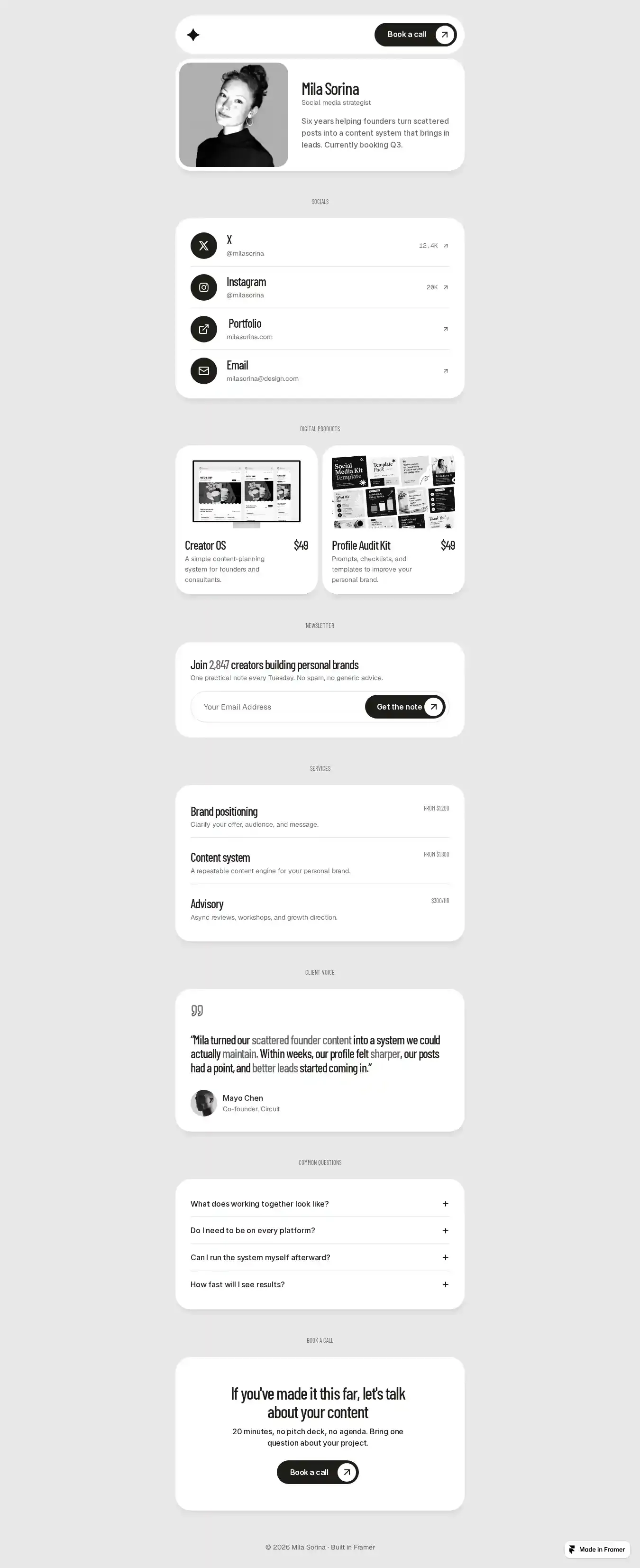 Linkov home page on desktop