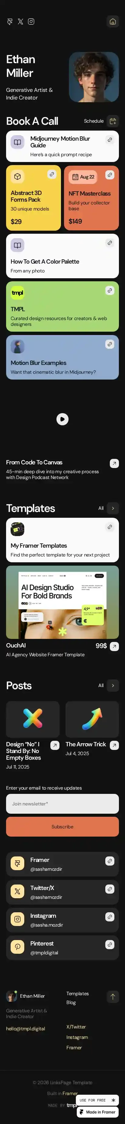 LinksPage home page on mobile