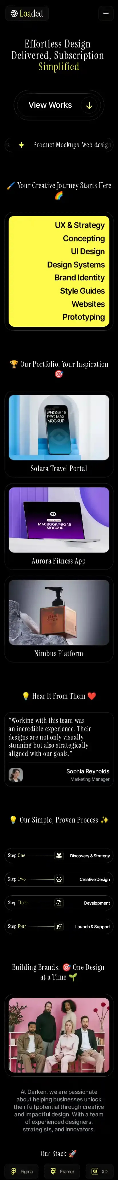 Loaded home page on mobile