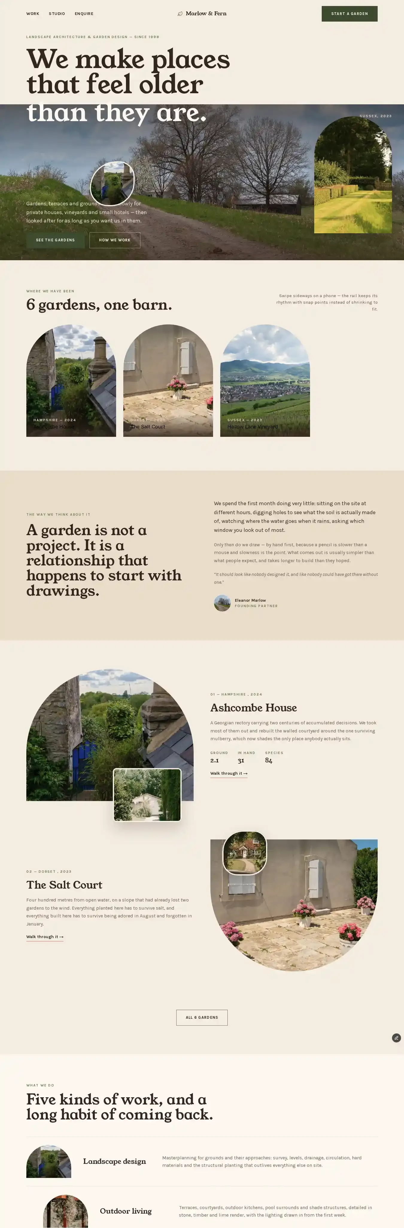 Loamfield home page on desktop