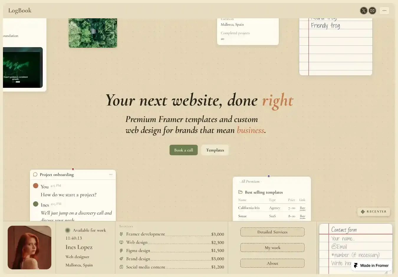LogFolio home page on desktop