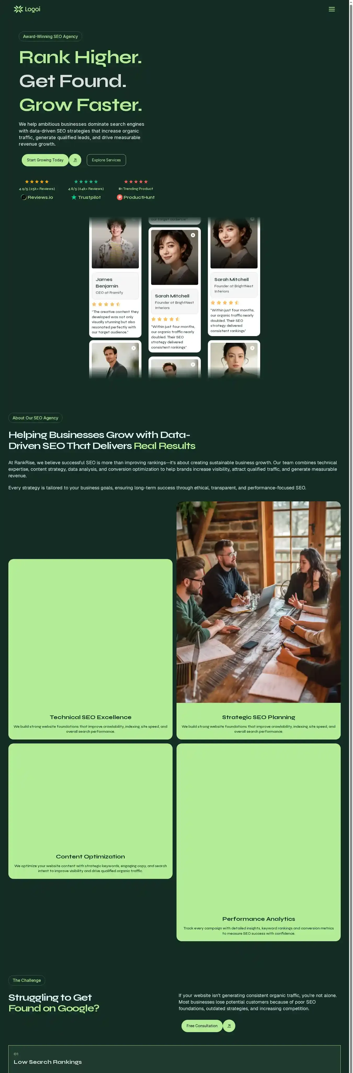 Logoi home page on desktop