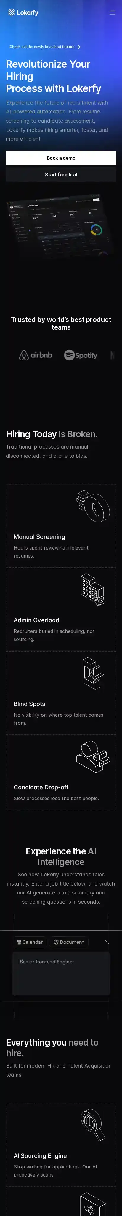 Lokerfy home page on mobile