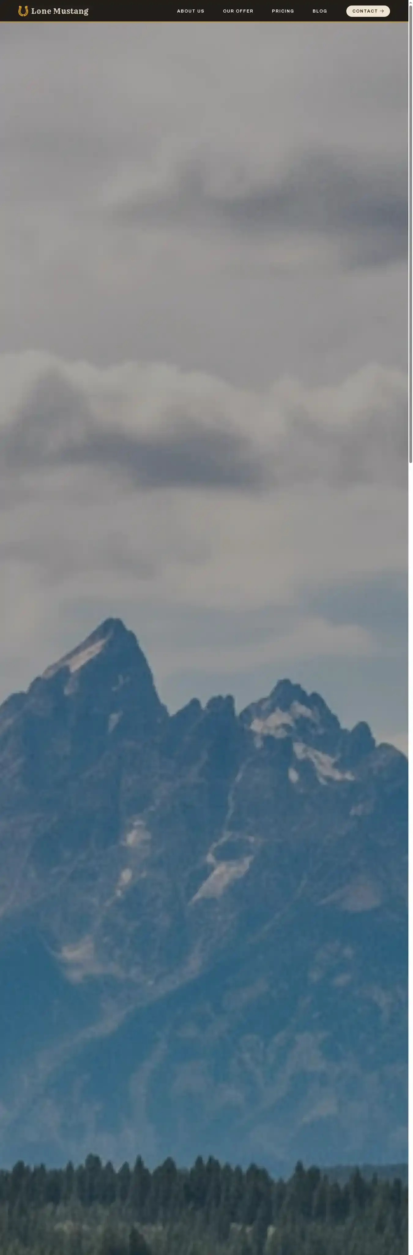 Lone Mustang Ranch home page on desktop
