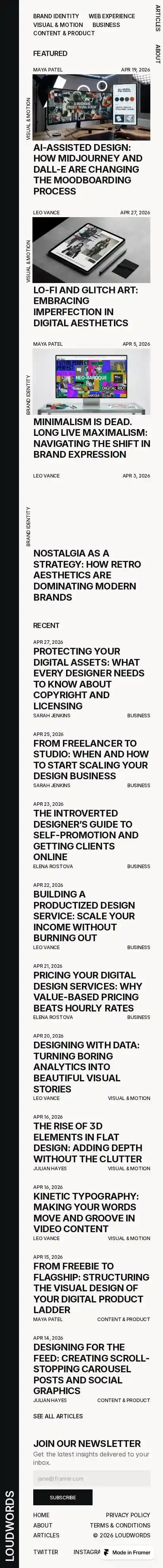 LoudWords home page on mobile