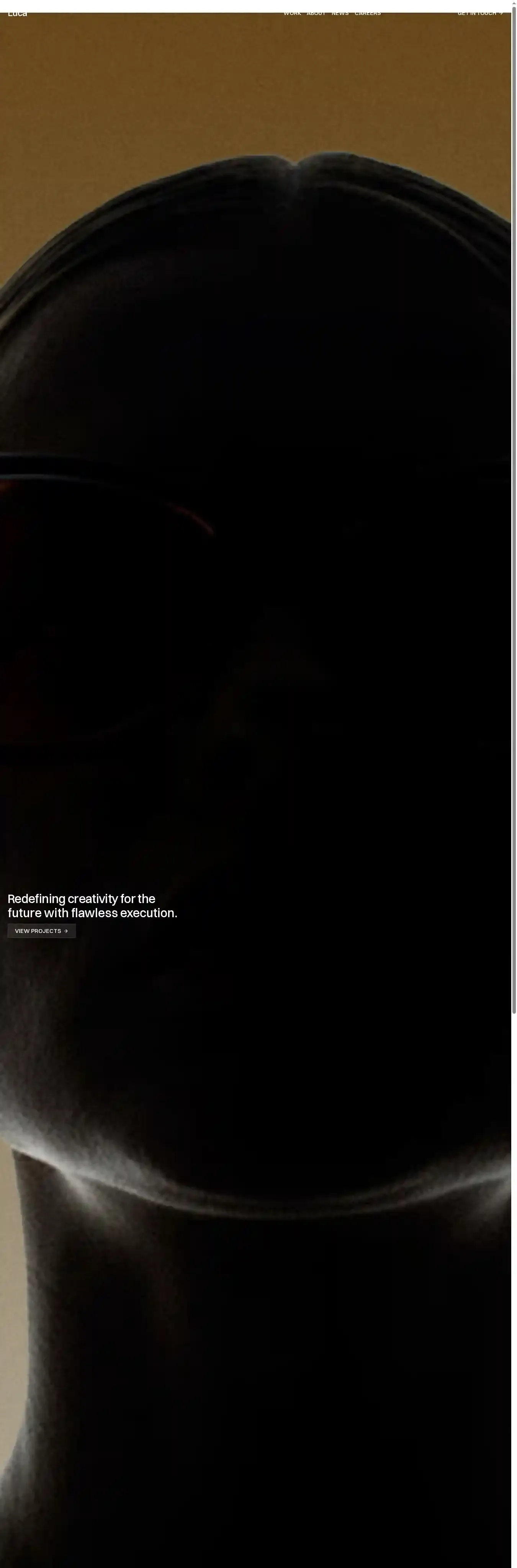 Luca home page on desktop