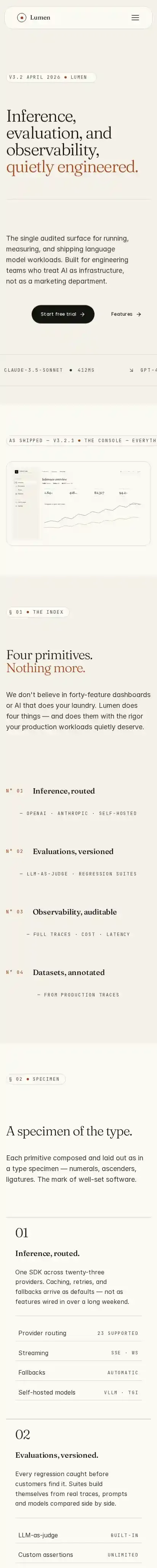 LumenTemp home page on mobile