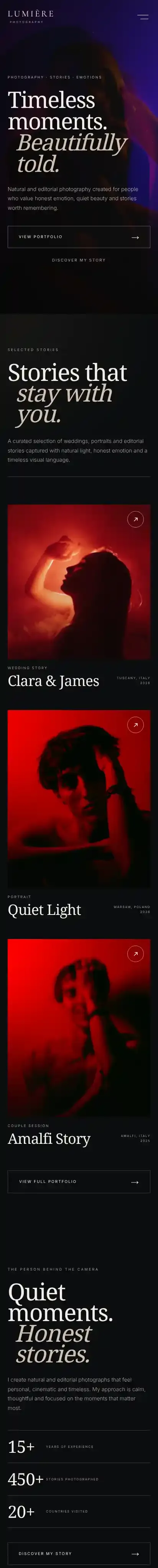 LUMIÈRE PREMIUM home page on mobile