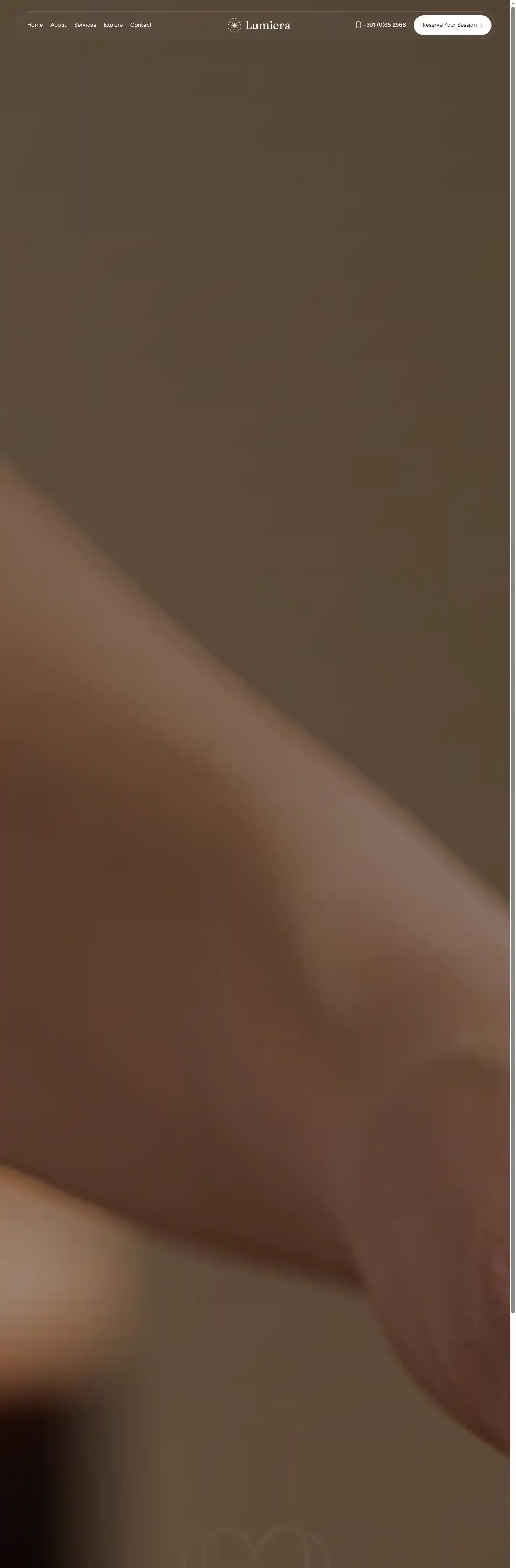 Lumiera home page on desktop