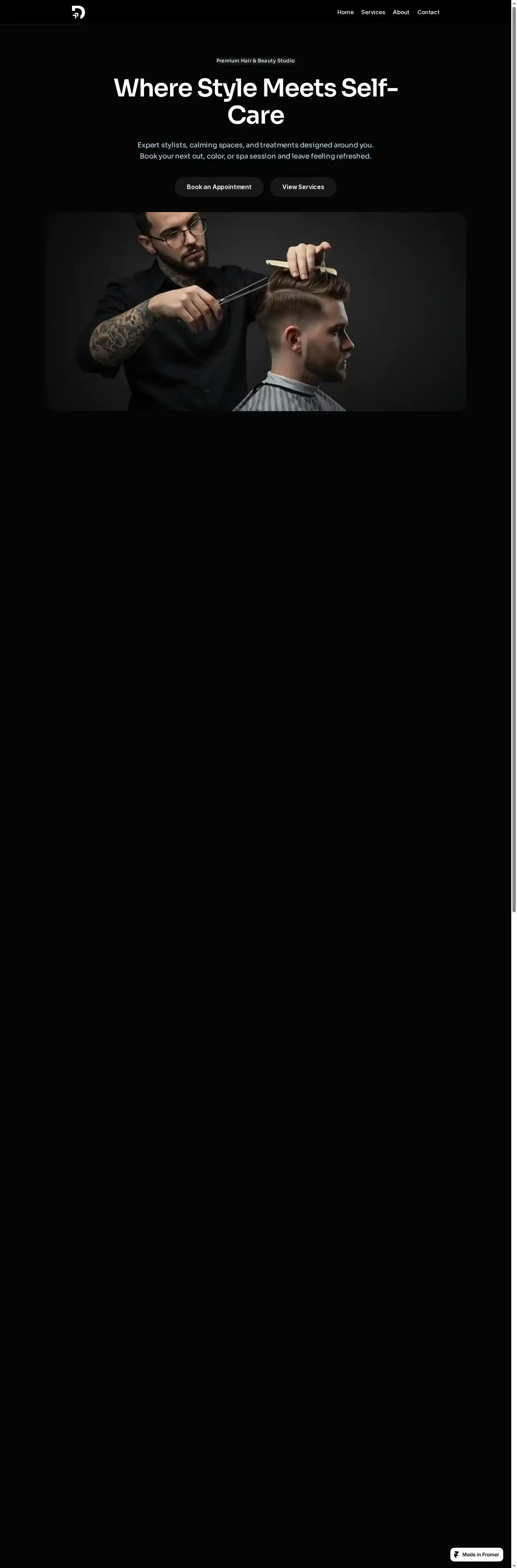 LumiereSalon home page on desktop