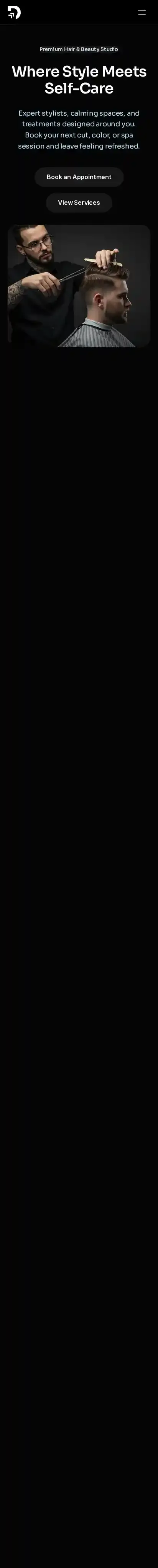 LumiereSalon home page on mobile
