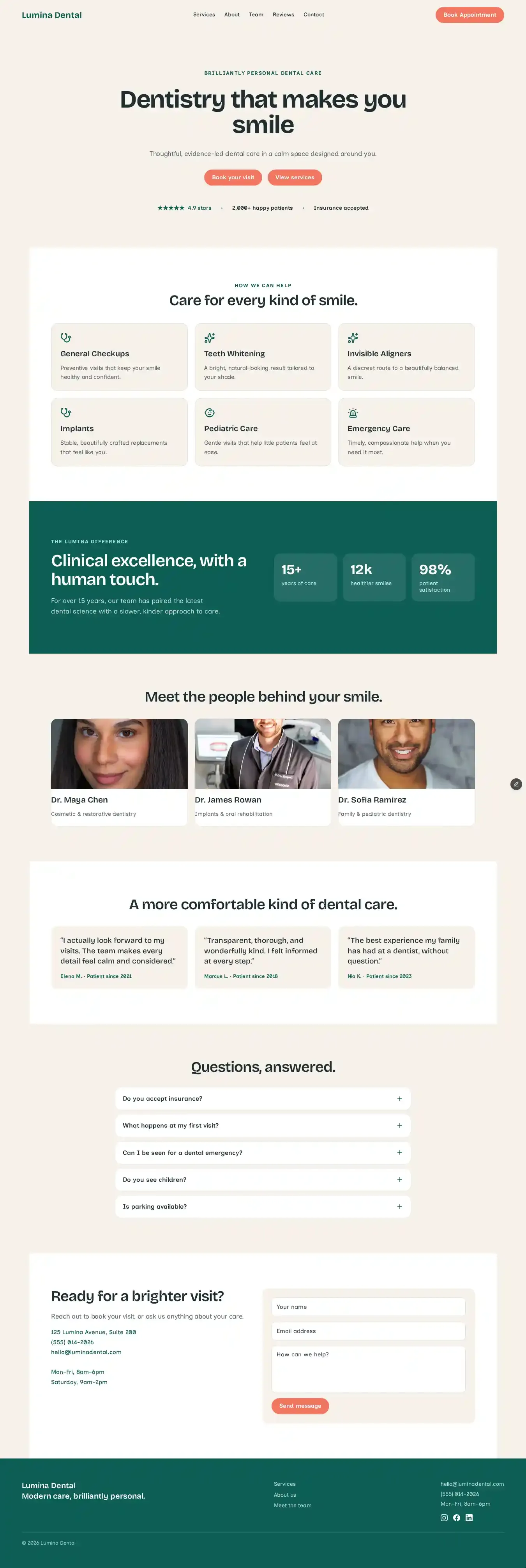 Lumina home page on desktop