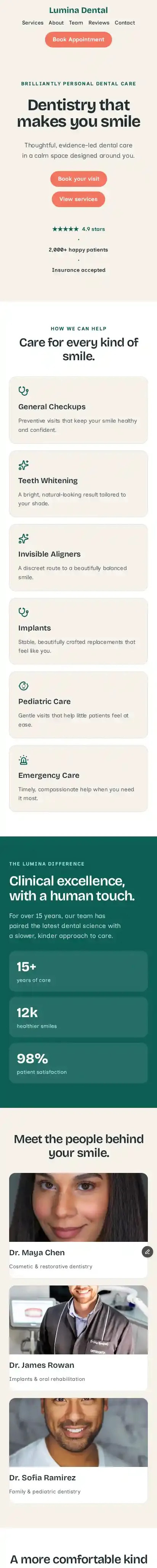 Lumina home page on mobile