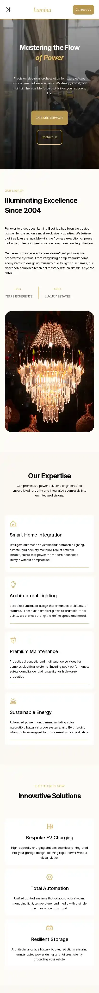 Lumina | Utility home page on mobile