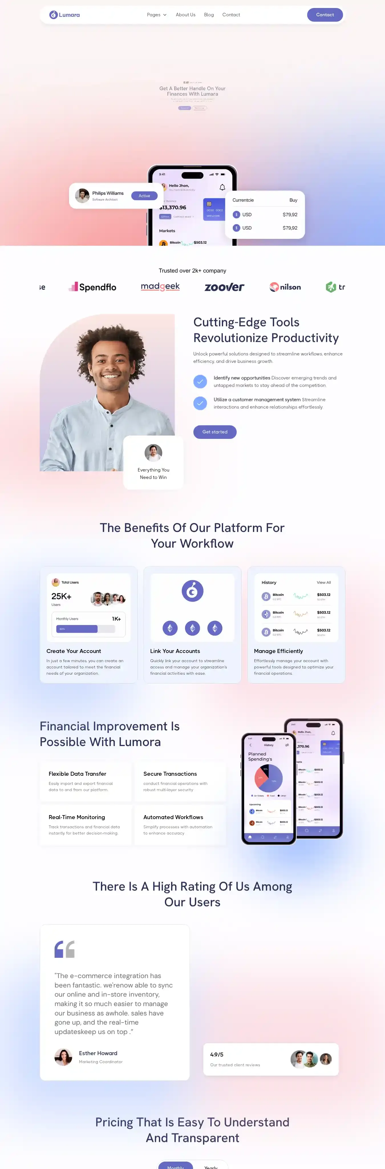 Lumoora home page on desktop