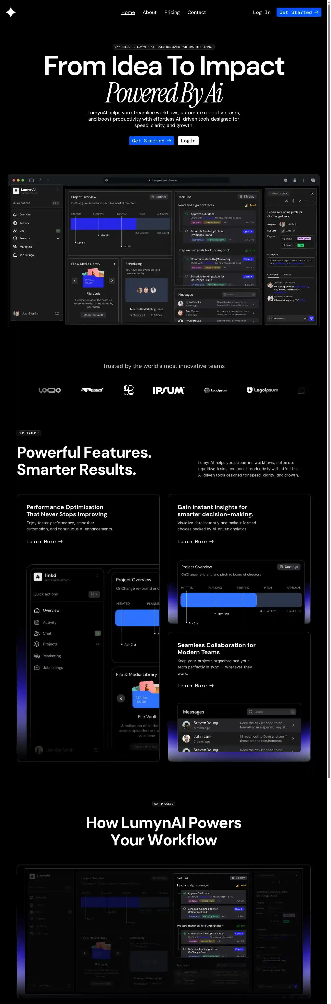 Lumyn home page on desktop