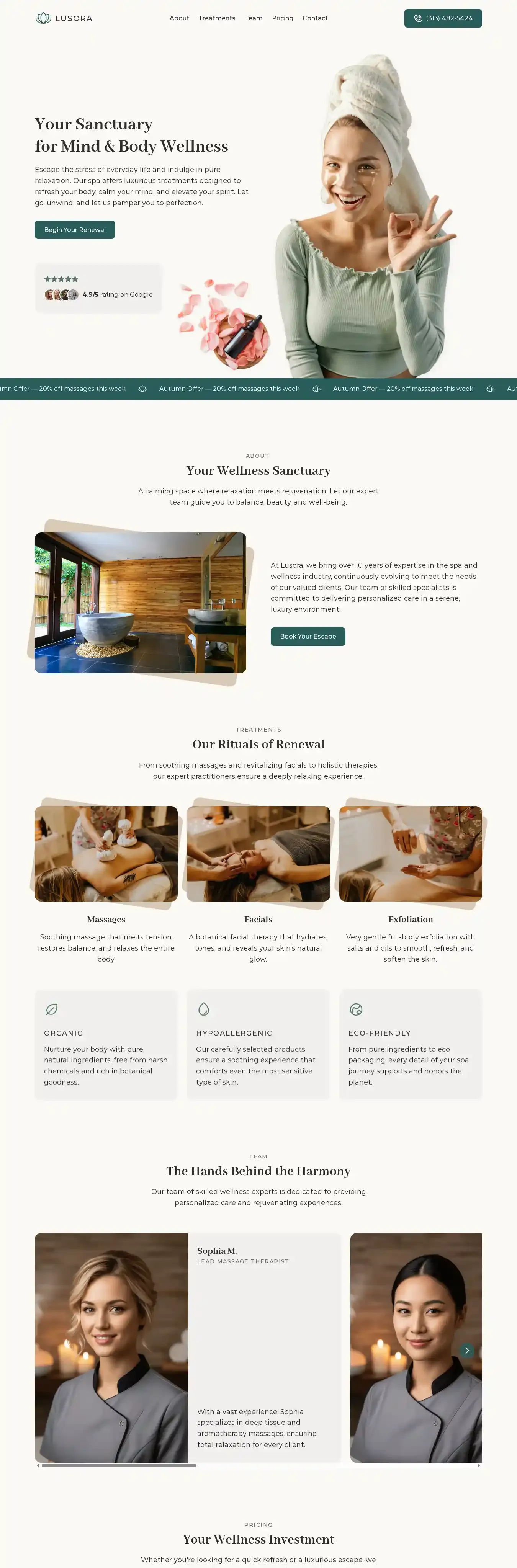 Lusora home page on desktop