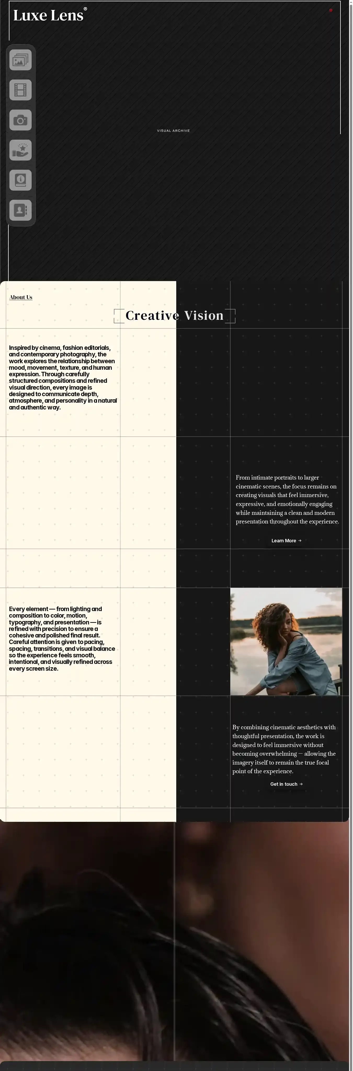 Luxe Lens home page on desktop