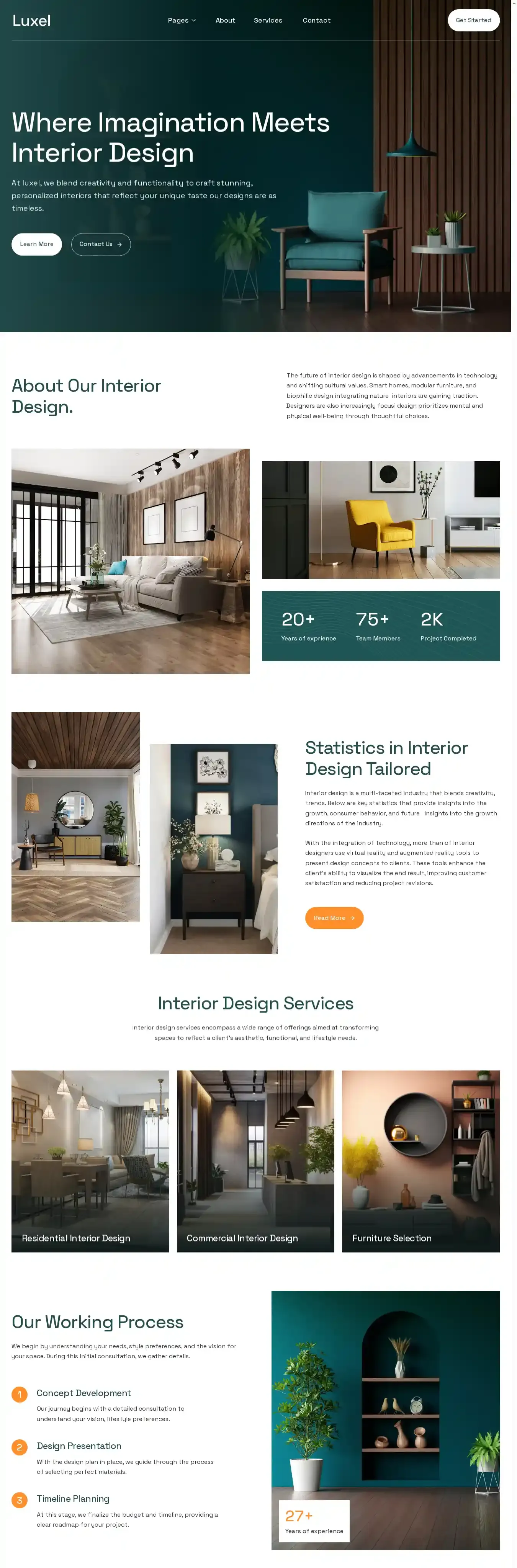 Luxel home page on desktop