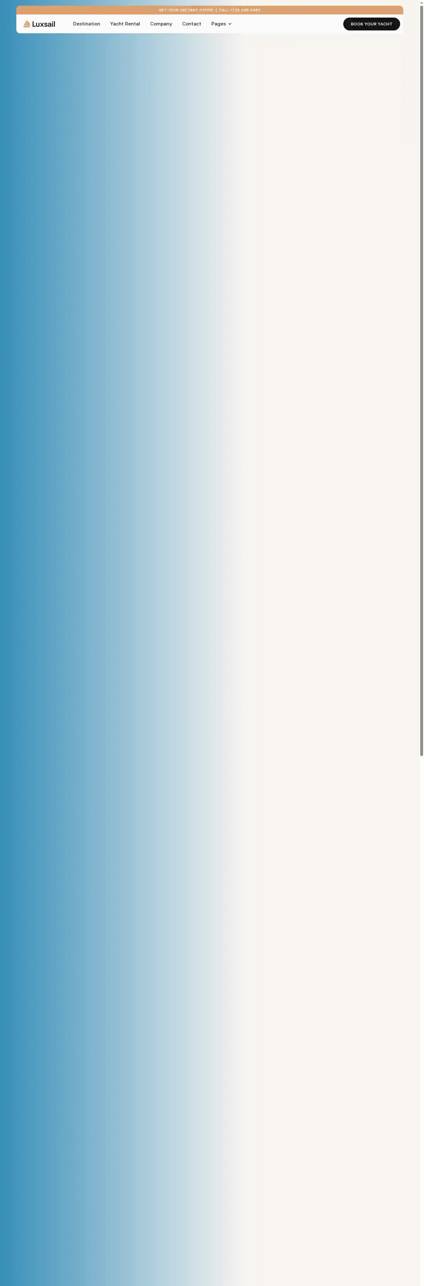 Luxsail home page on desktop