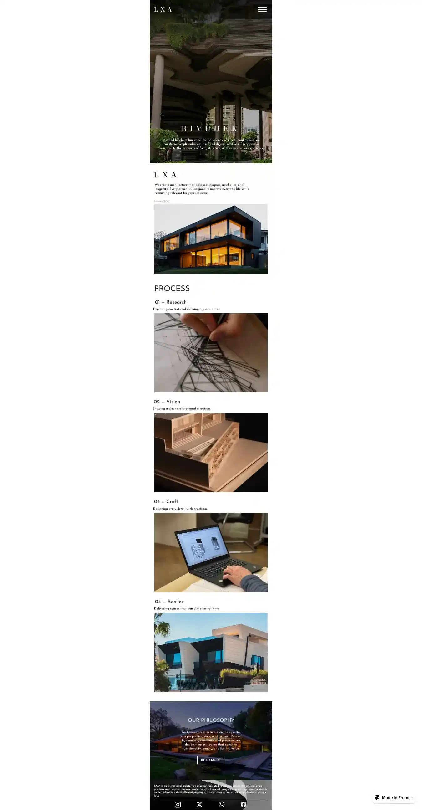 LXA Studio home page on desktop