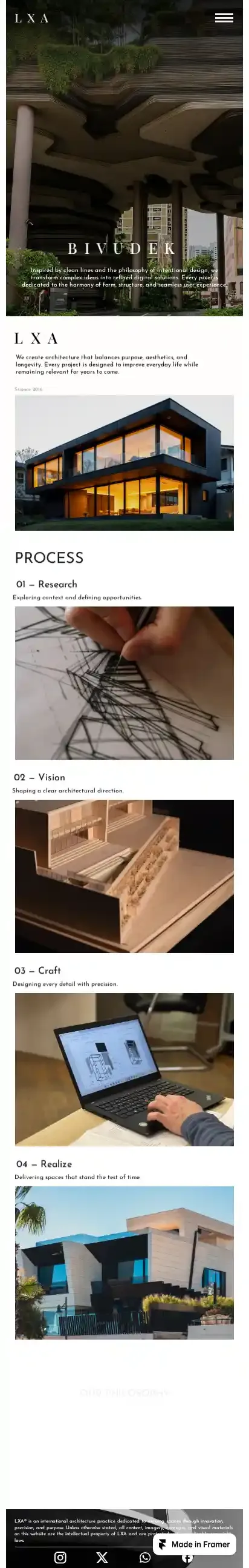 LXA Studio home page on mobile