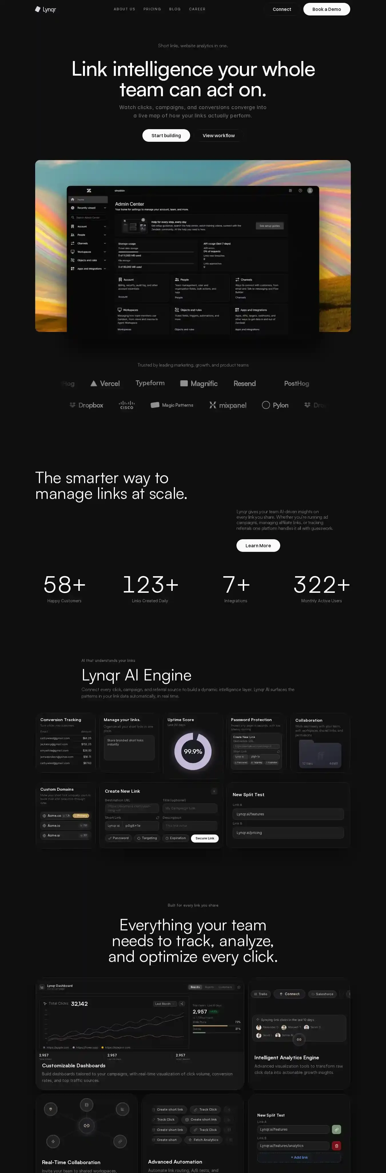 Lynqr home page on desktop