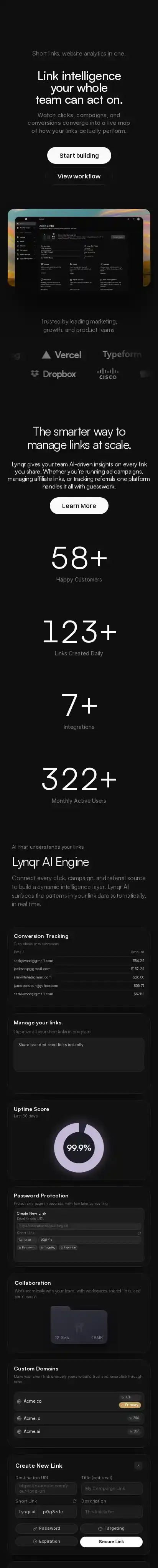 Lynqr home page on mobile