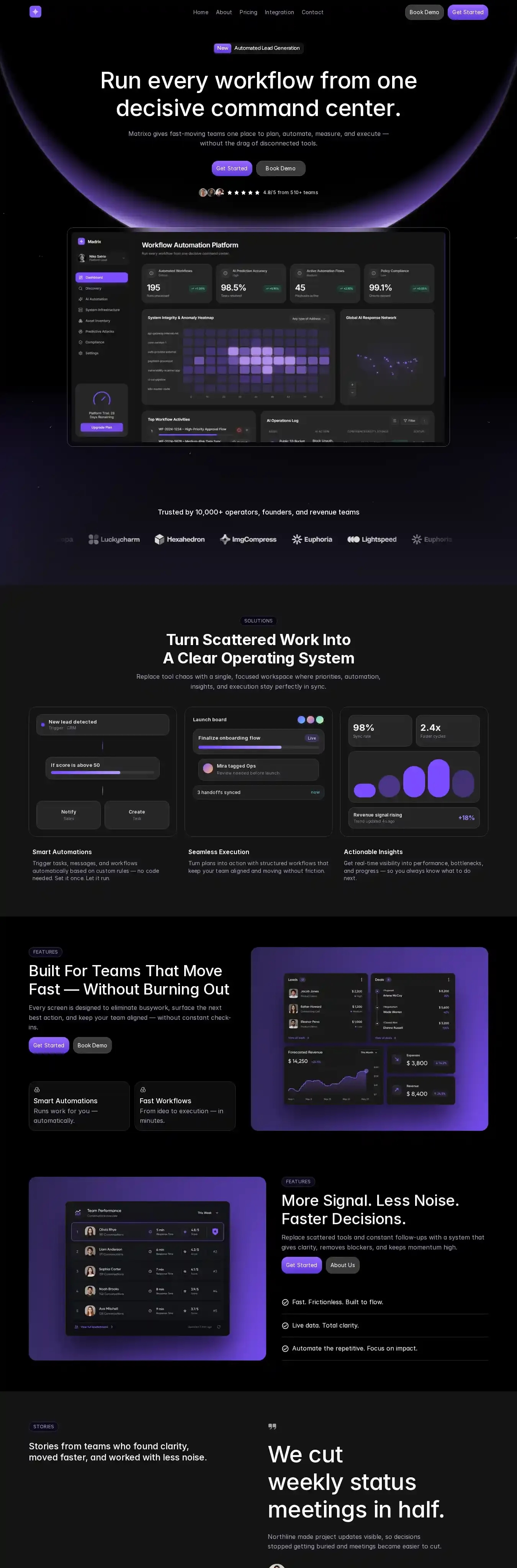Madrix home page on desktop