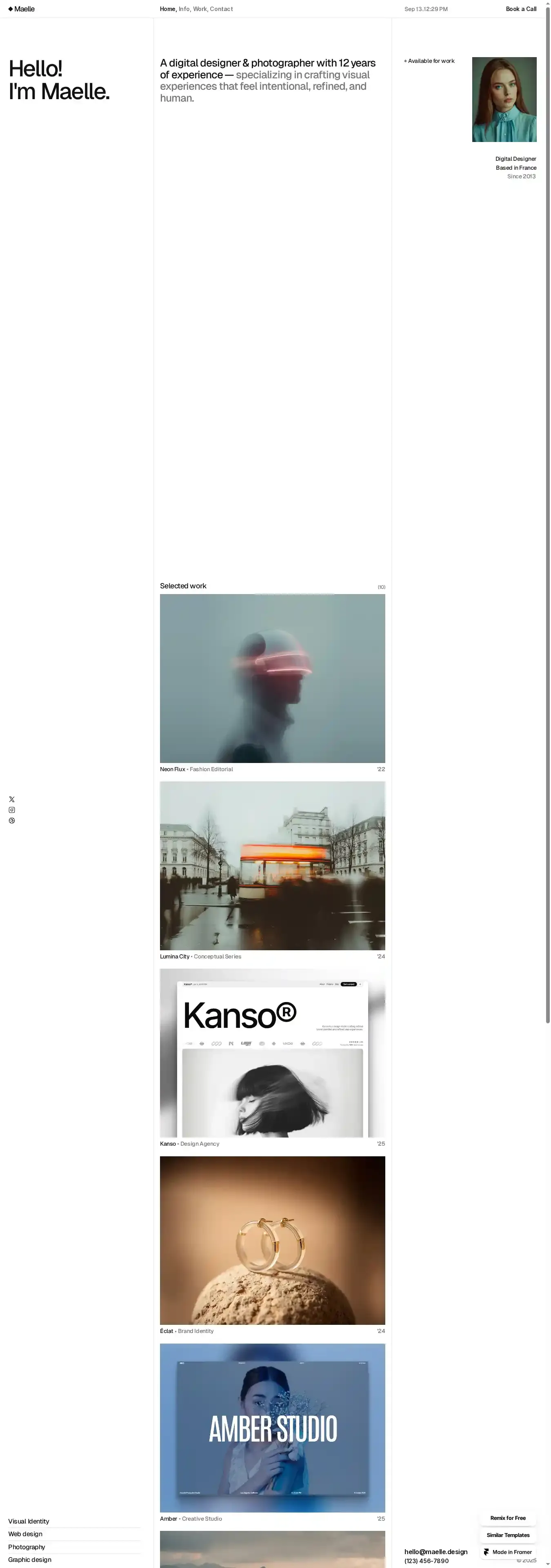 Maelle home page on desktop