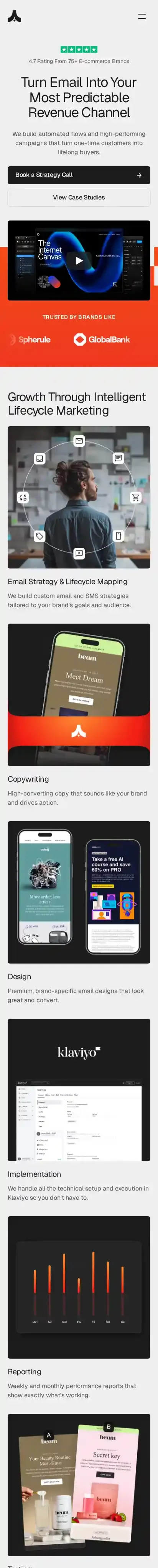 MailForge home page on mobile