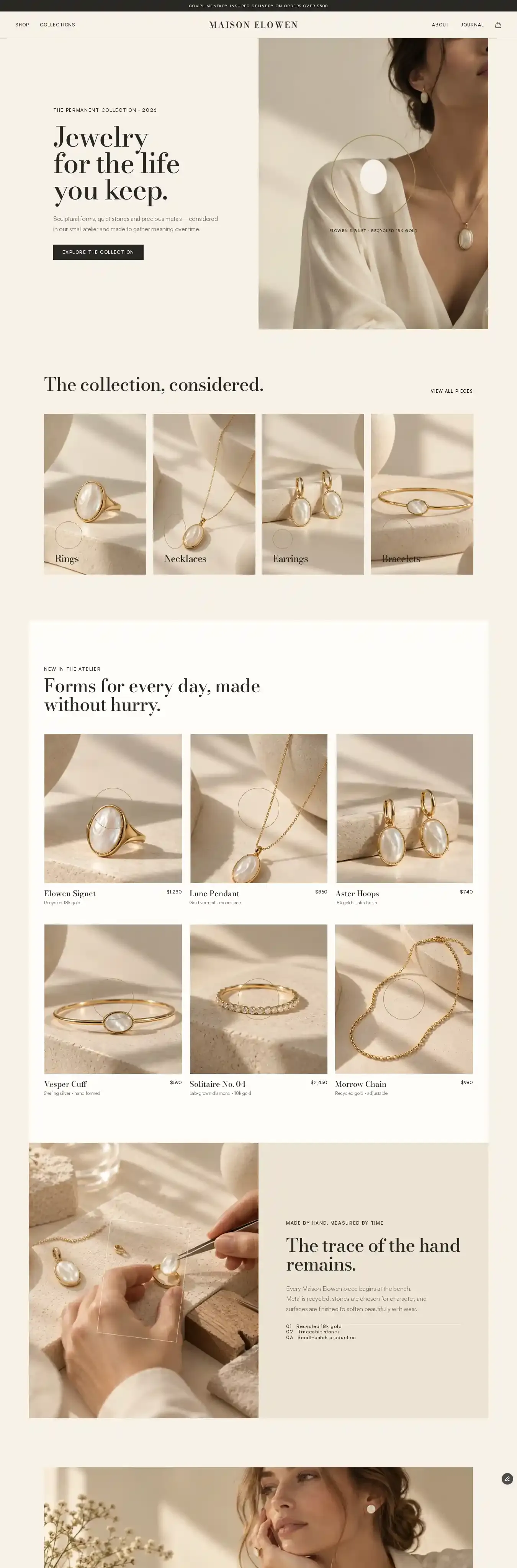 Maison Elowen home page on desktop