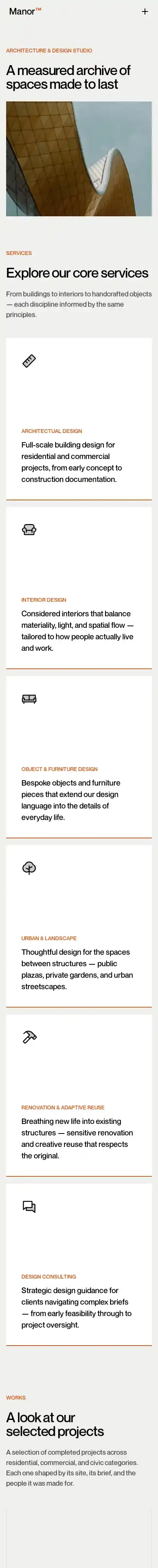 Manor home page on mobile