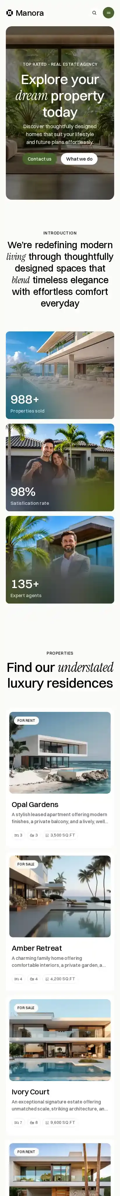 Manora home page on mobile