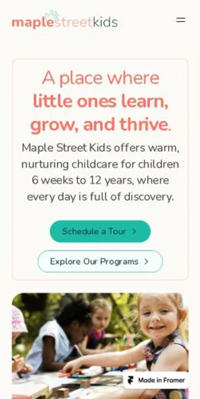 Maple Street home page on mobile