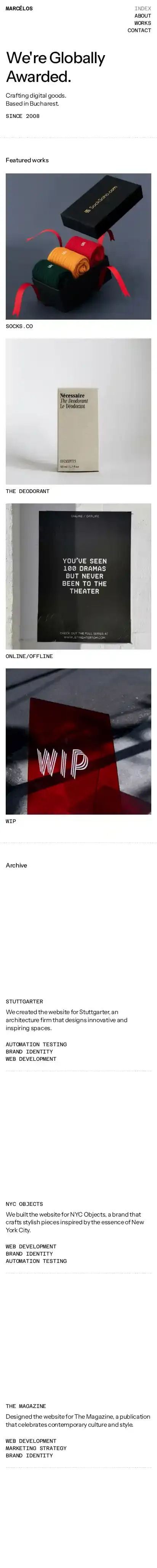 Marcelos home page on mobile