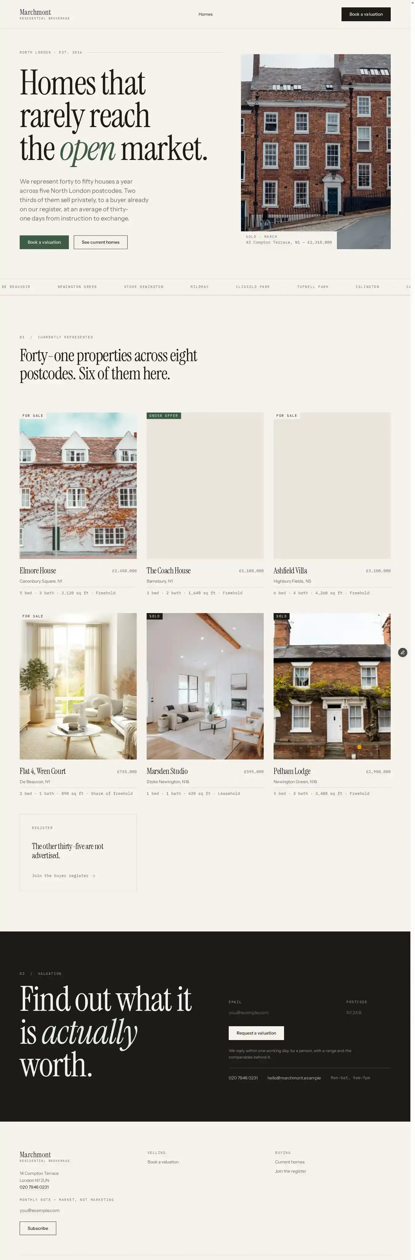 Marchmont Lite home page on desktop