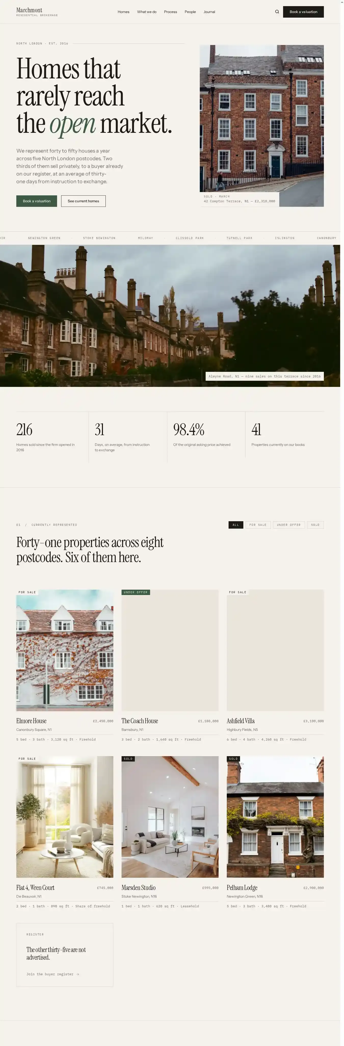 Marchmont home page on desktop