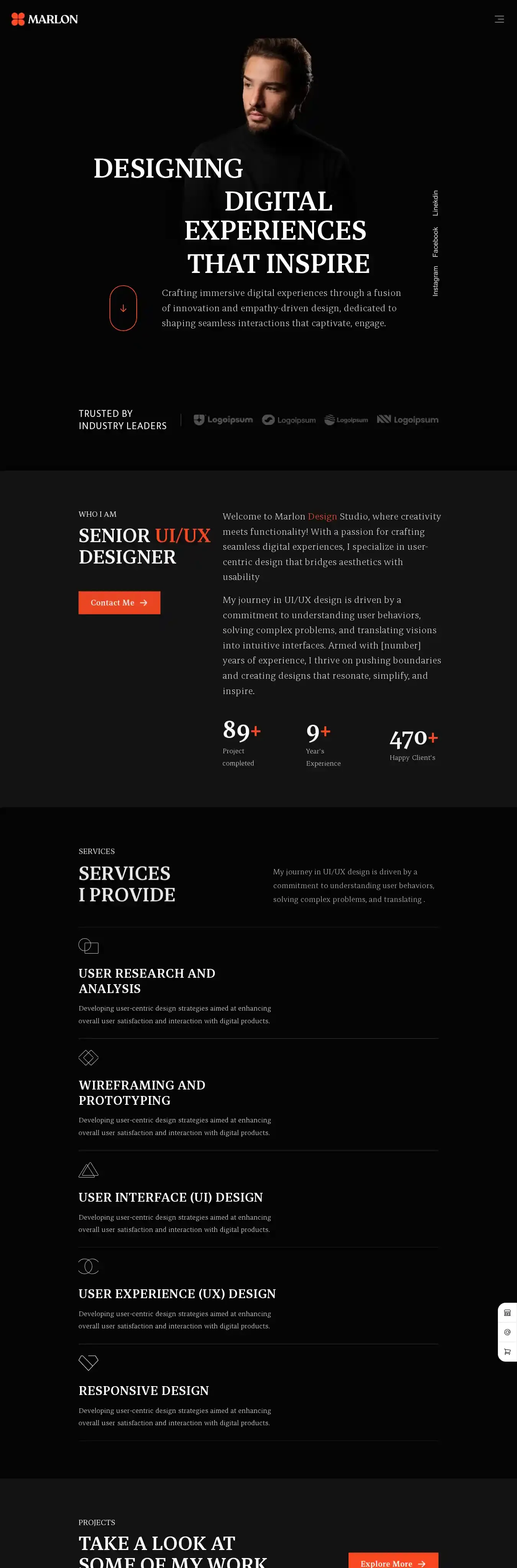 MarlonHarvey home page on desktop