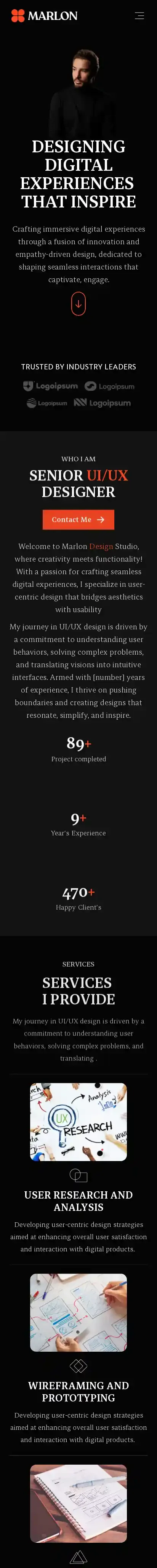 MarlonHarvey home page on mobile