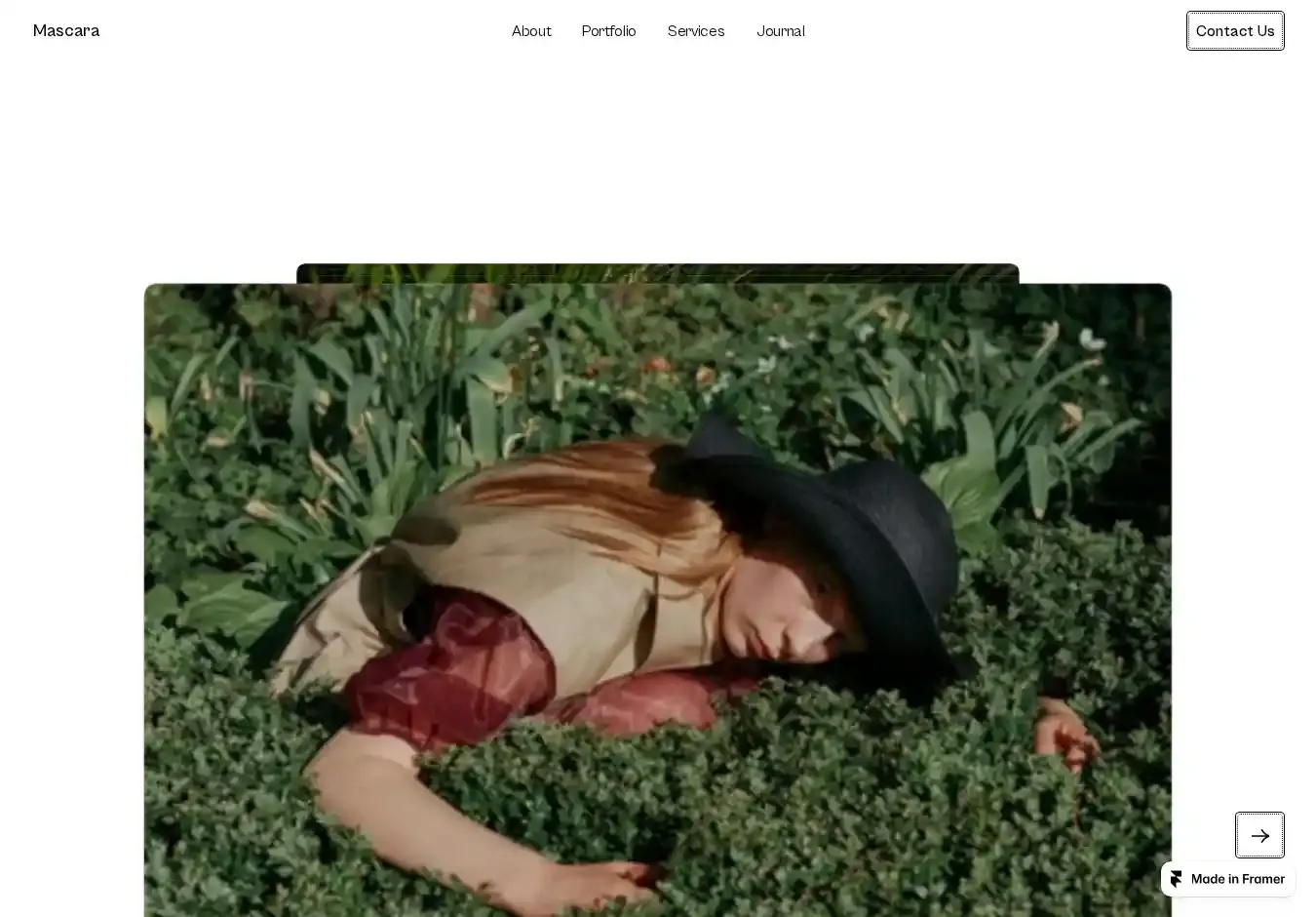 Mascara home page on desktop