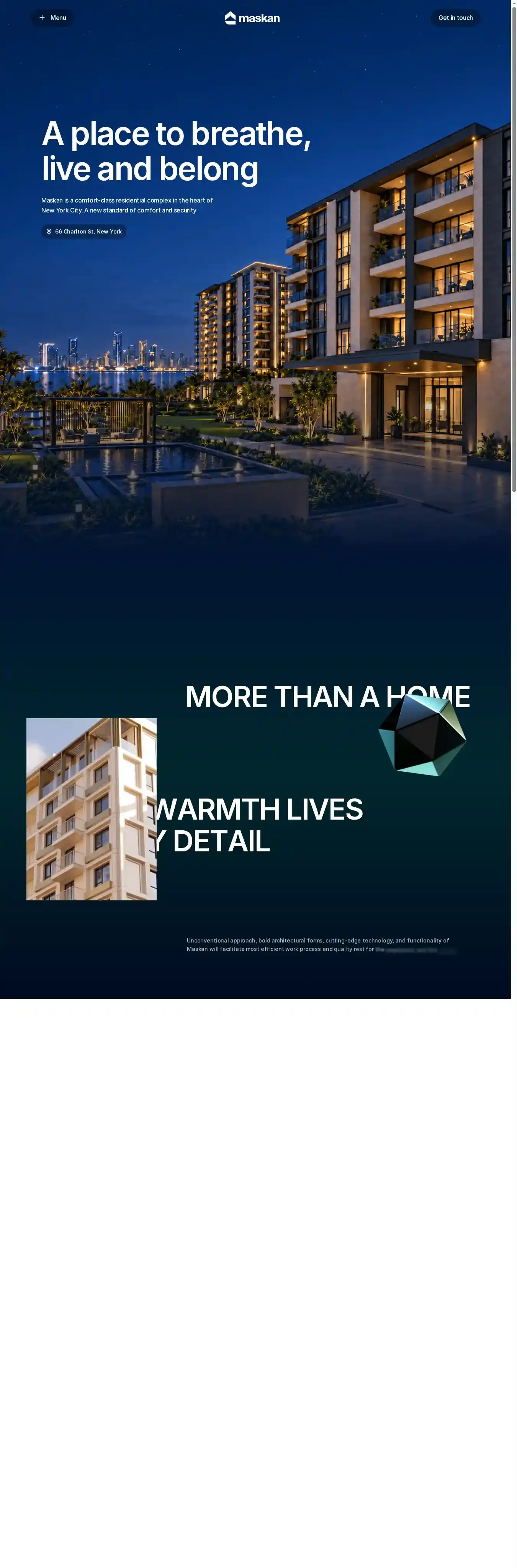 Maskan home page on desktop