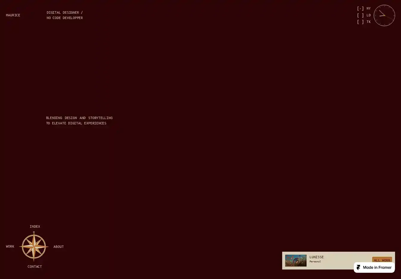Maurice home page on desktop