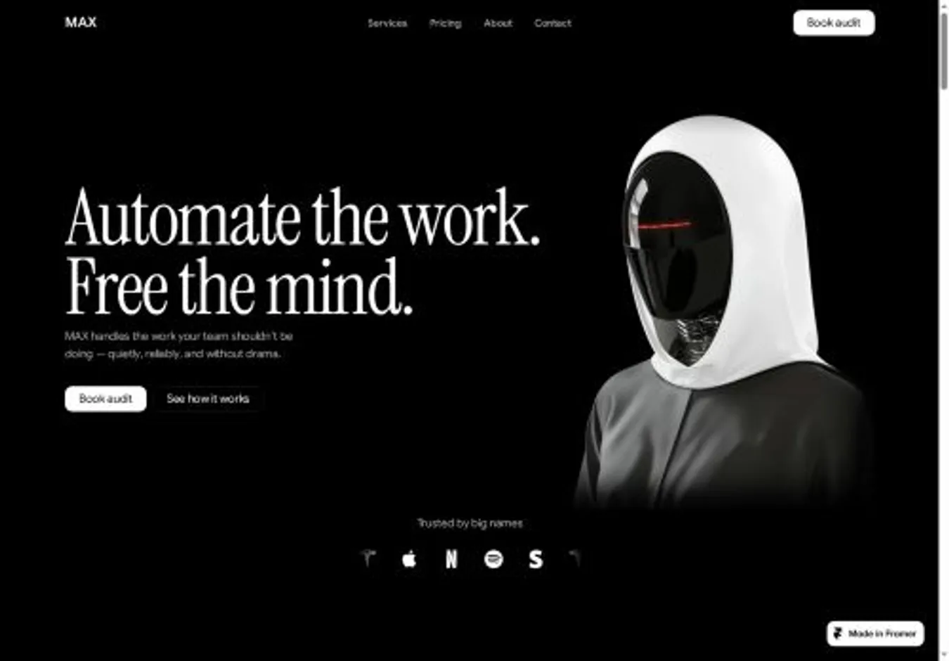 MAX Automation home page on desktop