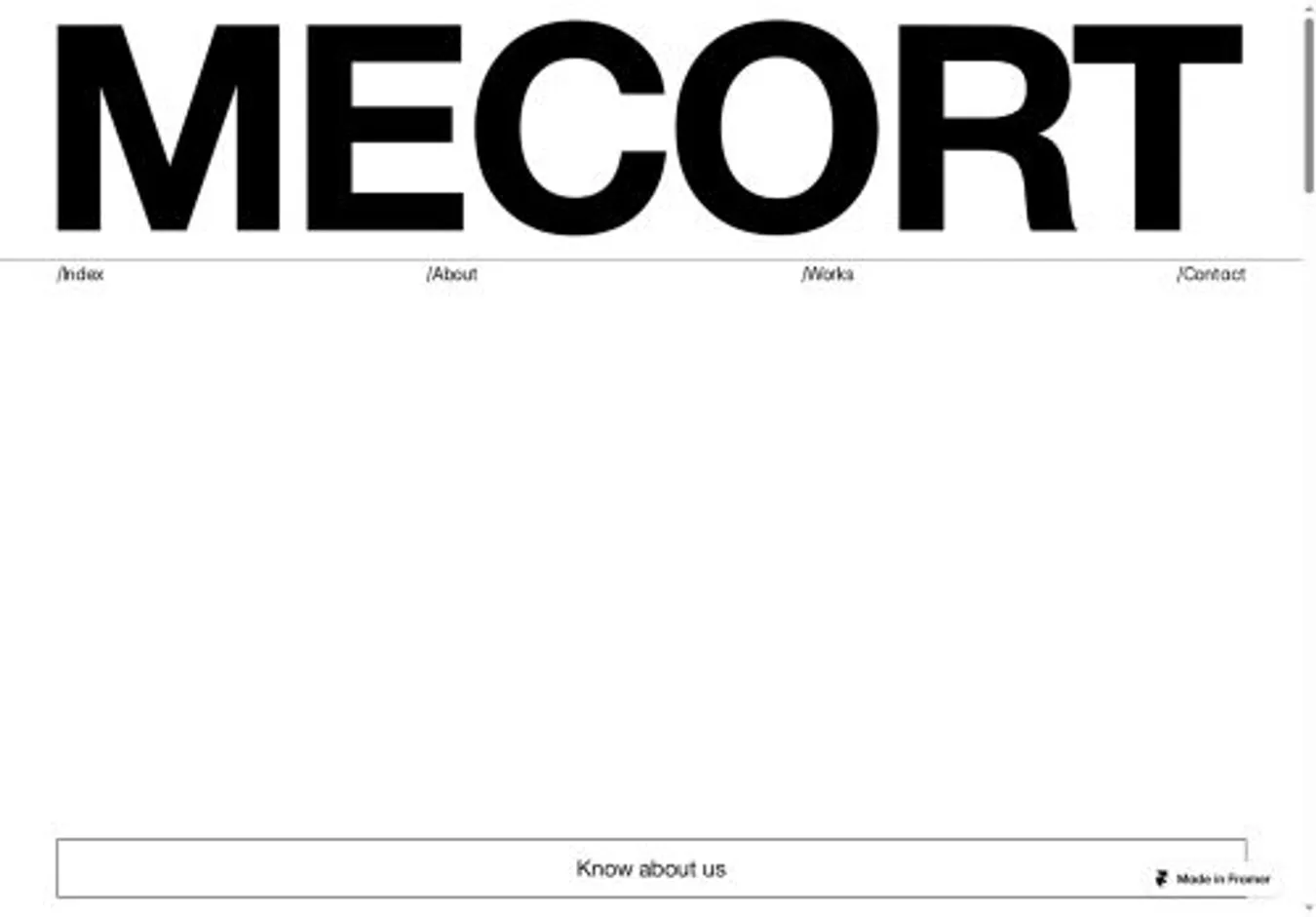 Mecort home page on desktop