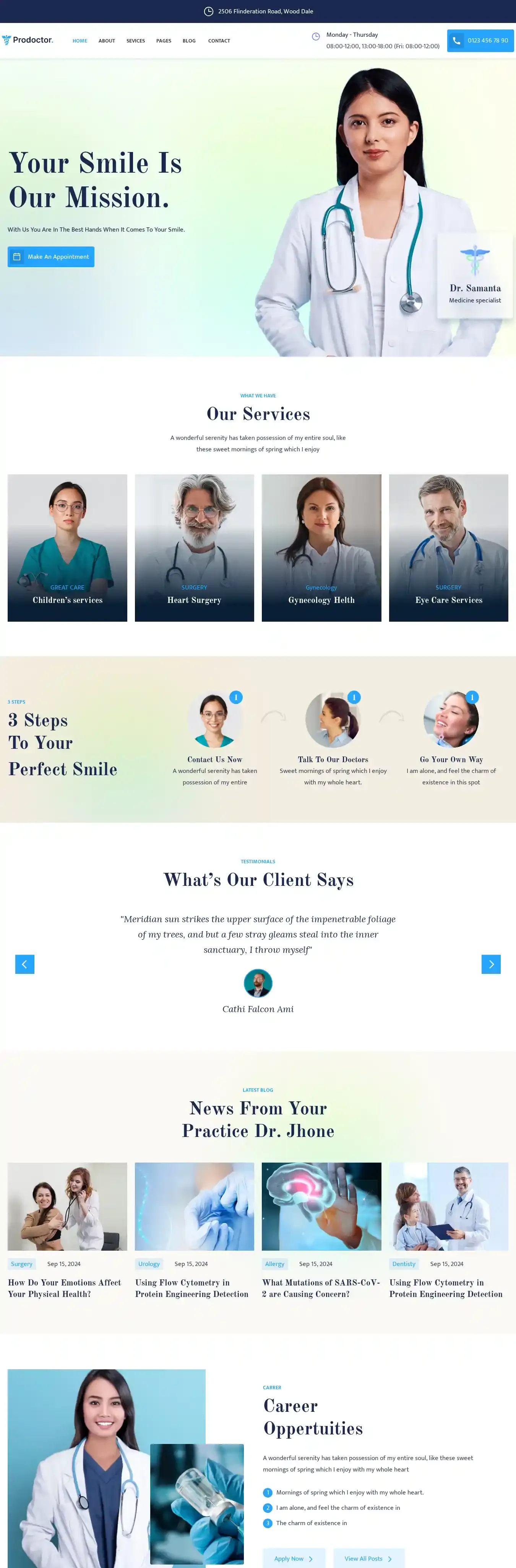 MedeCare home page on desktop