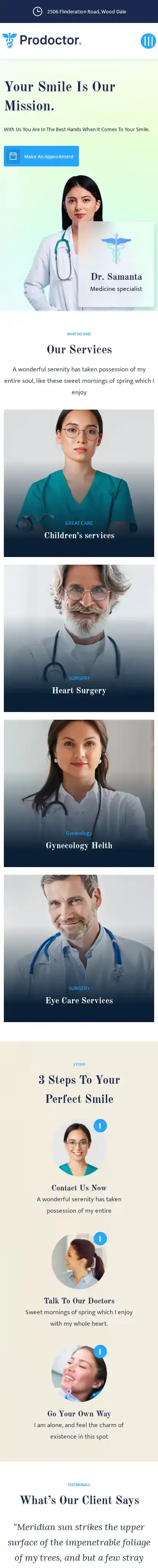 MedeCare home page on mobile