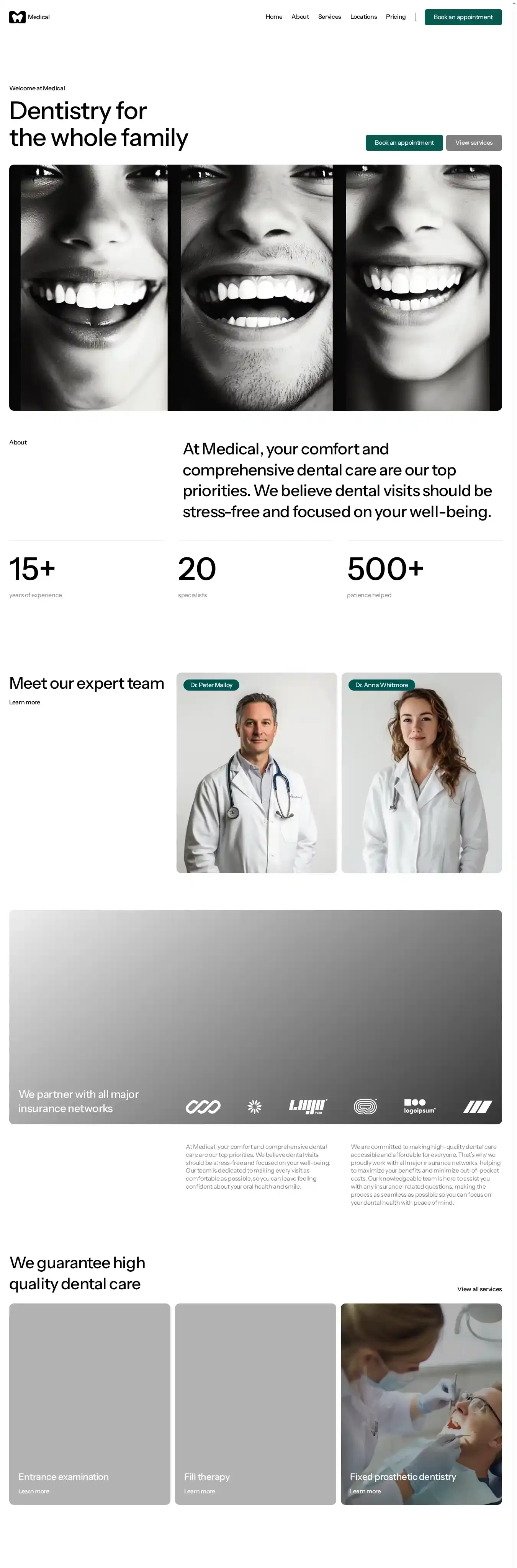 Medical home page on desktop